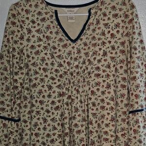 Sundance Floral Bell Sleeve Top With Velvet Accents